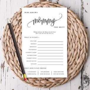 Who Knows Mommy Best Editable Paper Game Card