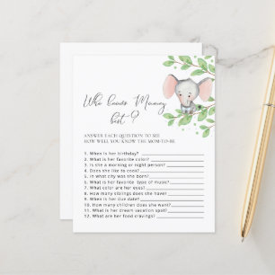 Who Knows Mommy Best Elephant Baby Shower Game
