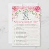 Who Knows Mommy Best Elephant Baby Shower Game Invitation (Front)