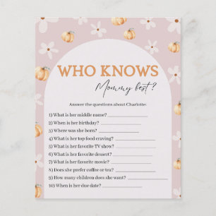 Who Knows Mommy Best Fall Baby Shower Game Card