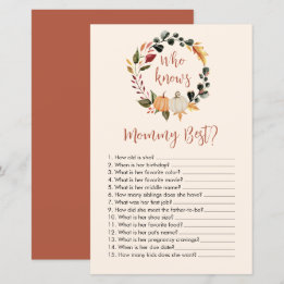 Who Knows Mommy Best Fall Wreath Baby Shower Game