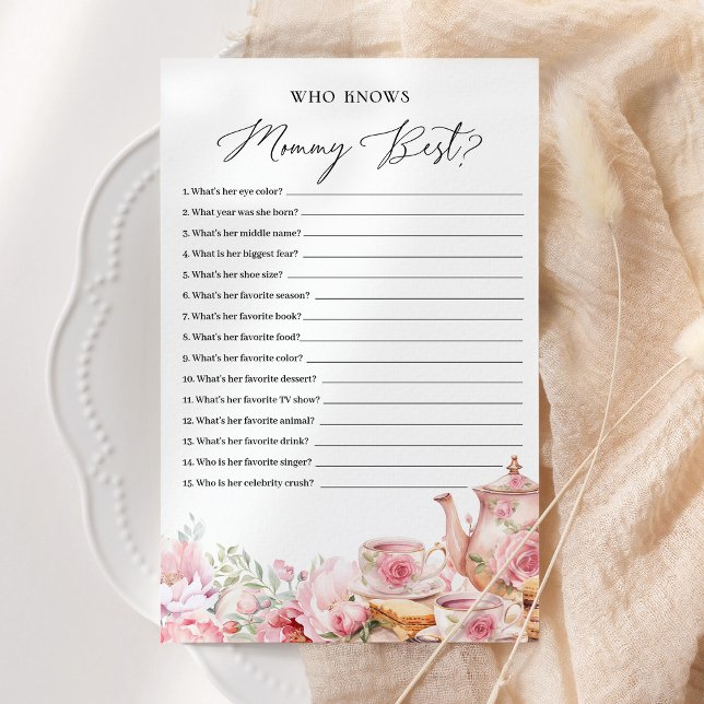 Who Knows Mommy Best Floral Tea Baby Shower Game (Creator Uploaded)