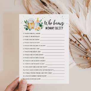 Who Knows Mommy Best Game Baby Is Brewing Card