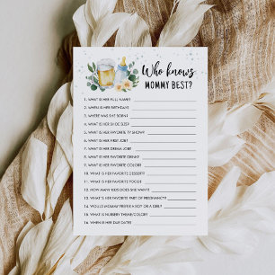 Who Knows Mommy Best Game Baby Is Brewing Card