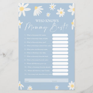 Who Knows Mommy Best Game, Baby Shower Card