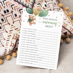 Who Knows Mommy Best Game Baby Shower Party Card