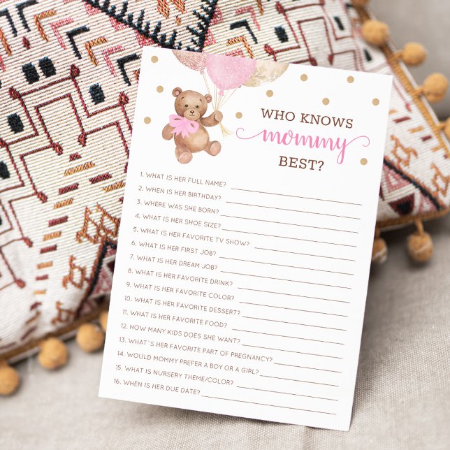 Who Knows Mommy Best Game Baby Shower Party Card (Creator Uploaded)
