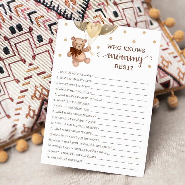 Who Knows Mommy Best Game Baby Shower Party Card (Creator Uploaded)