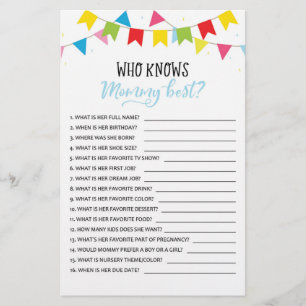 Who knows mommy best? Game Baby Shower Party game