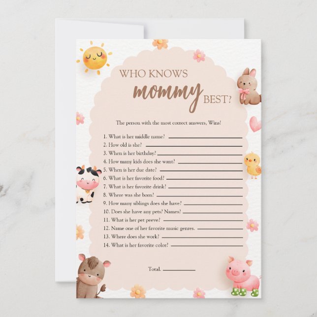 Who Know's Mommy Best Game Card (Front)