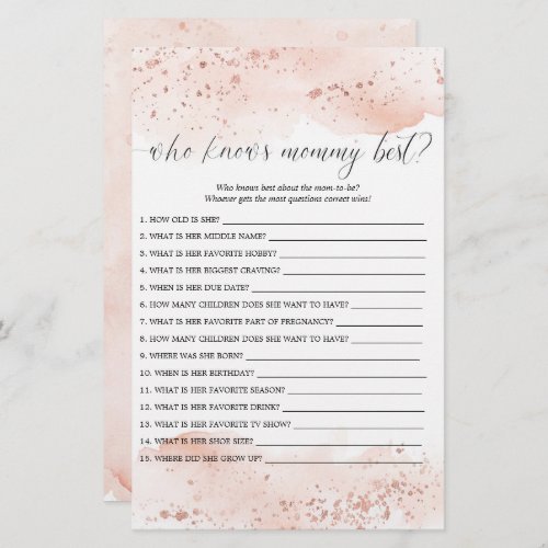 Who knows mommy best game watercolor rose gold