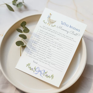 Who knows mommy best Goose Blue baby shower game