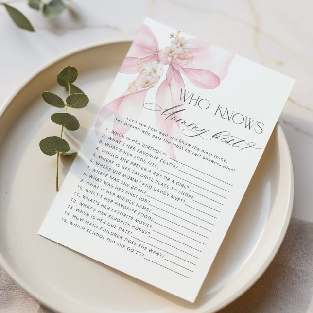  Who knows mommy best PInk Bow baby shower game (Creator Uploaded)