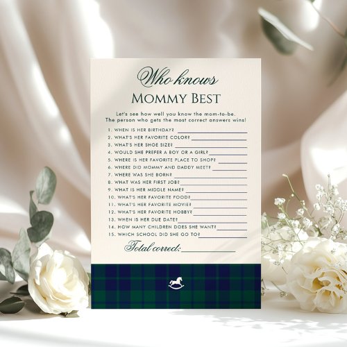 Who knows mommy best Rocking horse Navy Plaid game