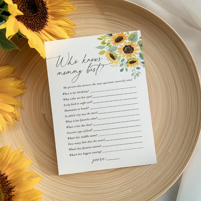 Who Knows Mommy Best Sunflower Baby Shower Game Invitation (Creator Uploaded)