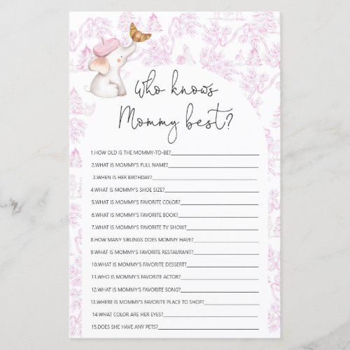 Who knows Mommy best Toile Baby Shower Game