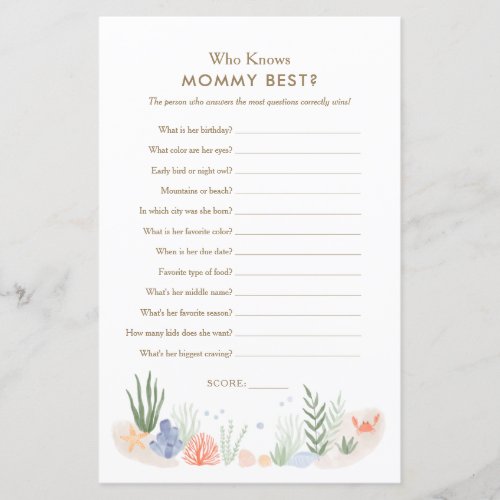 Who Knows Mommy Best Under the Sea Baby Shower