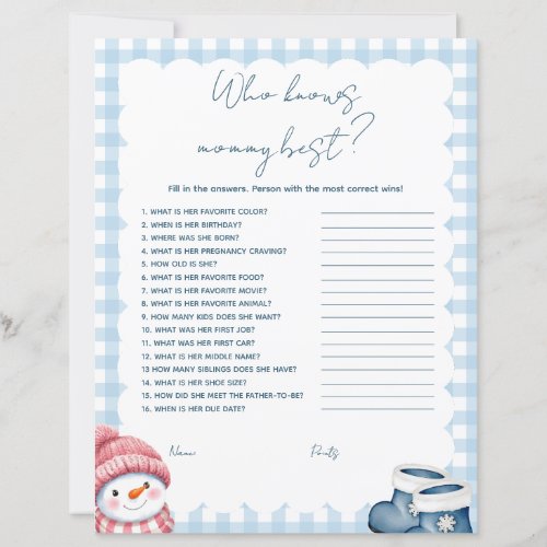 Who Knows Mommy Best Winter Baby Shower Game