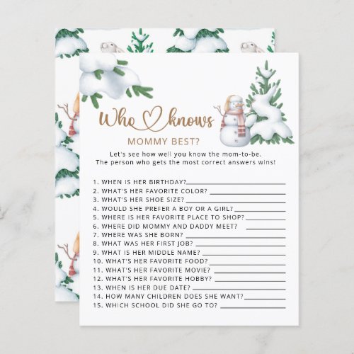 Who knows mommy best winter baby shower game