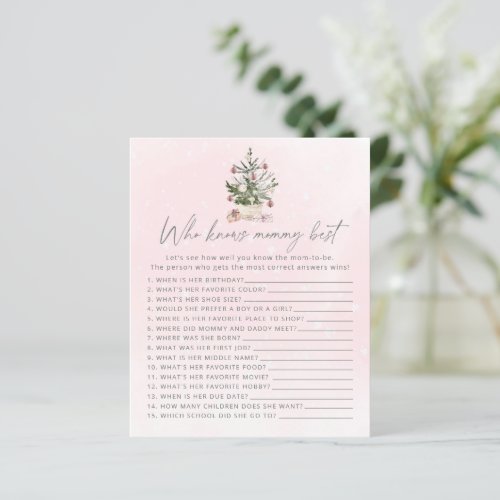 Who knows mommy best Winter pink baby shower game