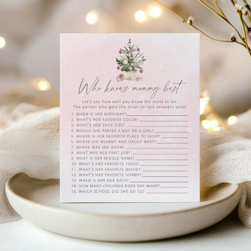 Who knows mommy best Winter pink baby shower game