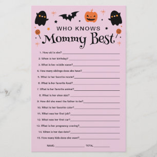 Who Knows Mommy Halloween Witch Baby Shower Game 