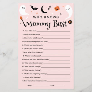 Who Knows Mommy Pink Halloween Baby Shower Game 