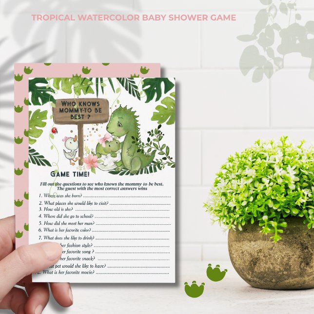 Who Knows Mommy-to-be Best? Girl Dino Baby Card (Who Knows Mommy-to-be Best? Girl Dino Baby Shower Game)