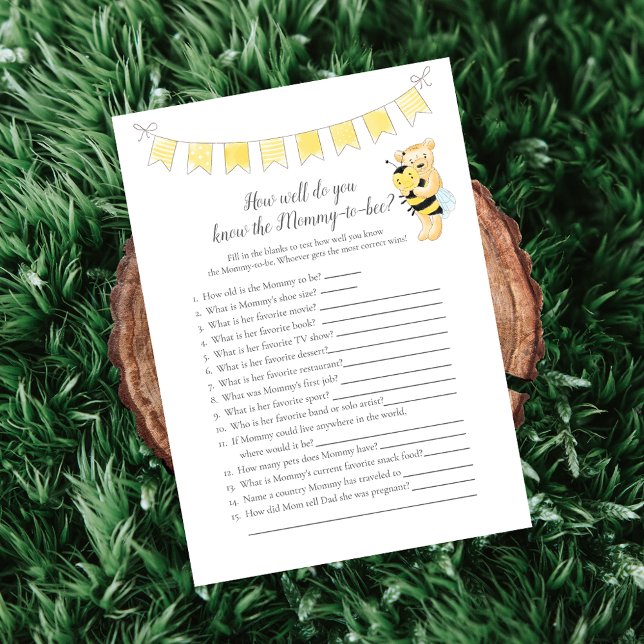 Who Knows Mommy-To-Be Game Teddy Bear Card (Creator Uploaded)