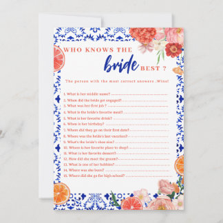 Who knows the best citrus bridal shower games card