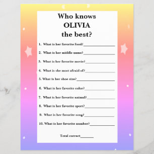 Who Knows The Birthday Girl Best Add Name  Flyer