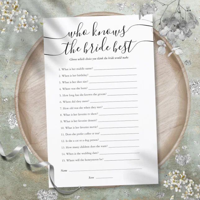 Who Knows The Bride Best Bridal Shower Game Zazzle 