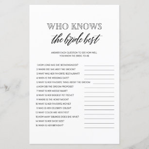 Who knows the bride best bridal shower game