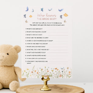 Who Knows The Bride Best Bridal Shower Game Card