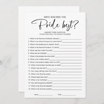 Who Knows the Bride Best Bridal Shower Game Invitation | Zazzle