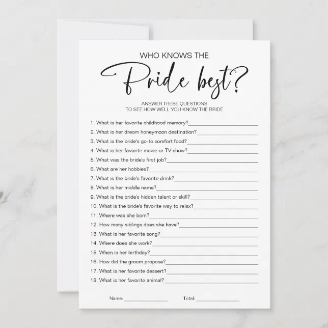 Who Knows the Bride Best Bridal Shower Game Invitation | Zazzle