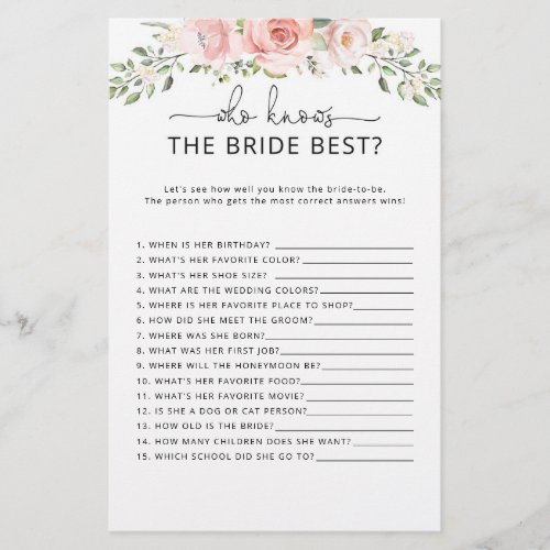 Who knows the bride best game