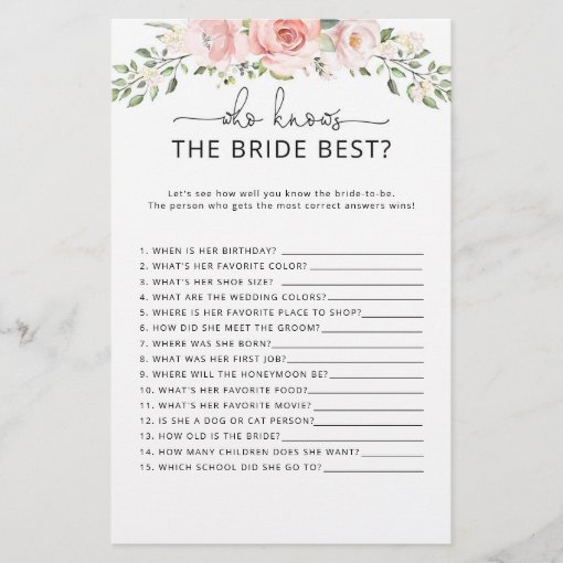 Who knows the bride best game | Zazzle