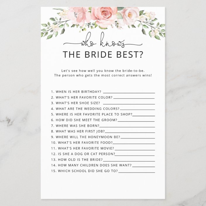 Who knows the bride best game | Zazzle.com