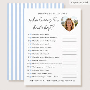Who Knows The Bride Best Game Card Photo Blue