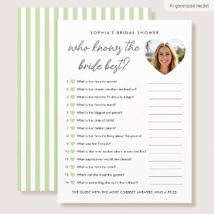 Who Knows The Bride Best Game Card Photo Green
