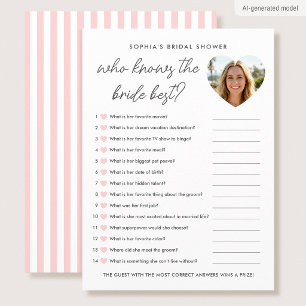 Who Knows The Bride Best Game Card Photo Pink