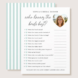 Who Knows The Bride Best Game Card Photo Teal