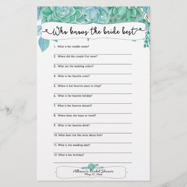 Who knows the bride best, he said she said 3961 (Front)