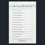 Who knows the bride best, he said she said 3991 flyer<br><div class="desc">This two-sided game sheet can be personalized by adding the bride's name and shower date.  Please check out this entire collection to see other matching pieces!</div>