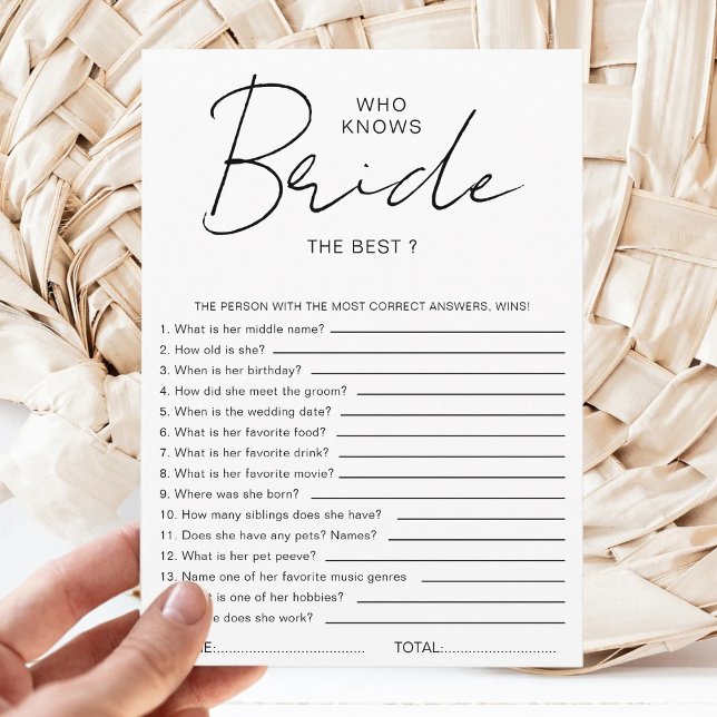 Who knows The Bride Best Modern Bridal Shower Game Invitation (Creator Uploaded)