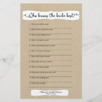 Who knows the bride best shower game, kraft 3966p