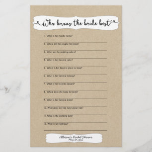 Who knows the bride best shower game, kraft 3966p flyer