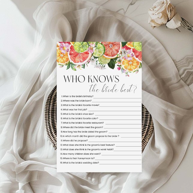 Who Knows The Bride Citrus Bridal Shower Game (Creator Uploaded)