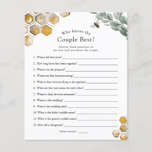 Who Knows the Couple Best Bee Bridal Shower Game